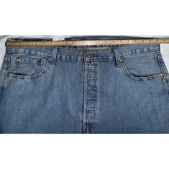 Levis 501 Original Jeans Stretch Denim Light Indigo Irregular Mens 40X38 New - Picture 5 of 12